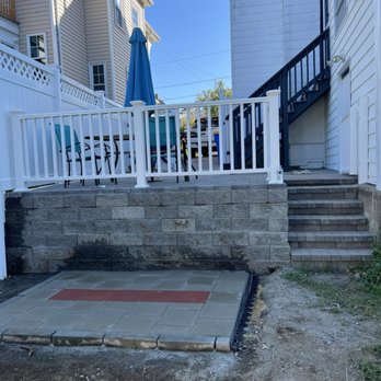 Blocks & Bricks - Retaining wall, patio with vinyl fence - Masonry/Concrete Near Me - Boston, Massachusetts