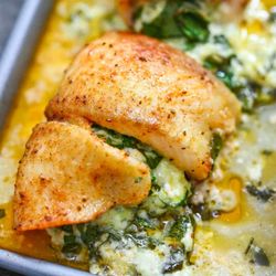 Parthenon Restaurant - Flounder with spinach and feta cheese