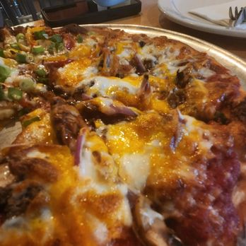 Piggie Pies Pizza - 1/2 BBQ Chicken & 1/2 Thai Chicken Pizza - Pizza Near Me - Dallas, Texas