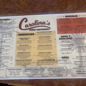 Carolinas Cuban Cafe - Menu first side. - Cuban Near Me - Port Richey, Florida Carolinas Cuban Cafe - Menu first side. - Cuban Near Me - Port Richey, Florida