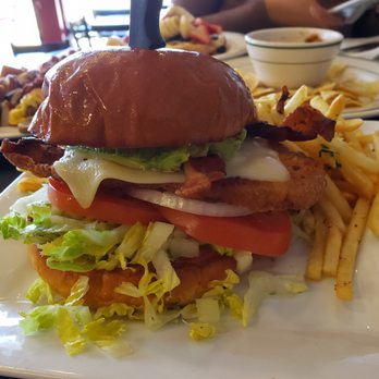 Jarro’s cafe - Fried chicken burger w/garlic fries. It was good! - Breakfast & Brunch Near Me - Moorpark, California