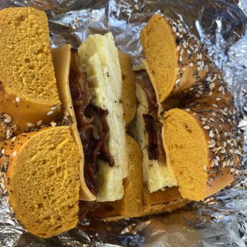 Jersey Bagels - bacon egg & cheese on egg everything - Bagels Near Me - Houston, Texas Jersey Bagels - bacon egg & cheese on egg everything - Bagels Near Me - Houston, Texas