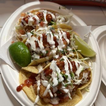 Los Mariscos - Fish taco and Shrimp taco (the shrimp is in the middle and also fried) - Mexican Near Me - New York, New York Los Mariscos - Fish taco and Shrimp taco (the shrimp is in the middle and also fried) - Mexican Near Me - New York, New York