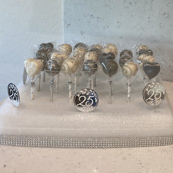 Cakes on Sticks - 25th anniversary cake pops - Desserts Near Me Cakes on Sticks - 25th anniversary cake pops - Desserts Near Me