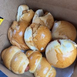 Chicken, fish, bbq pork, and hot dog Chicken, fish, bbq pork, and hot dog