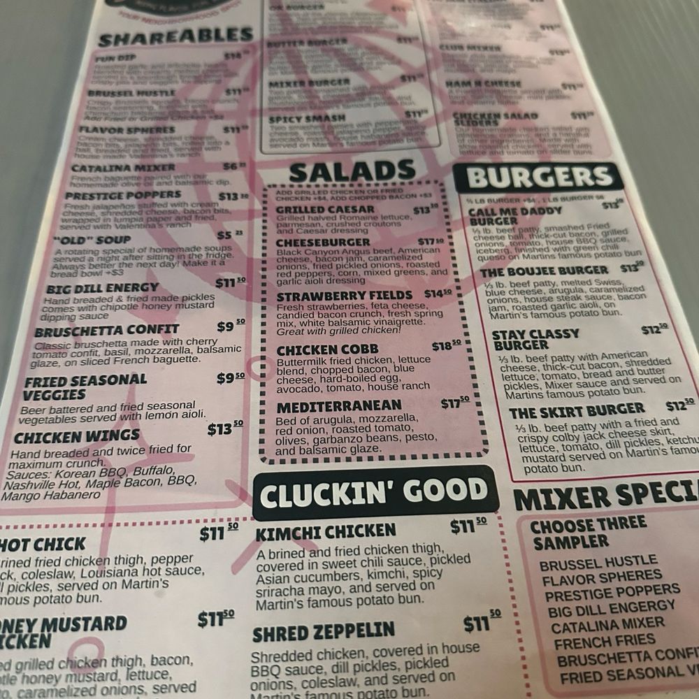 The Mixer - Menu - Burgers Near Me - San Diego, California