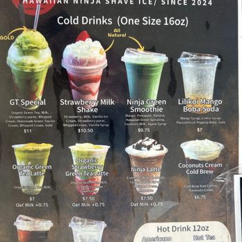 Hawaiian Ninja Shave Ice - Menu - Shaved Ice Near Me - Captain Cook, Hawaii