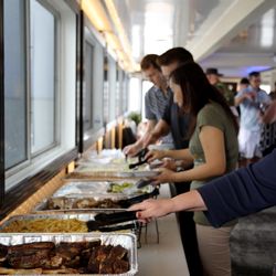 Sam's Dock Pier 121 - Catering line setup, along one side, near the bar.