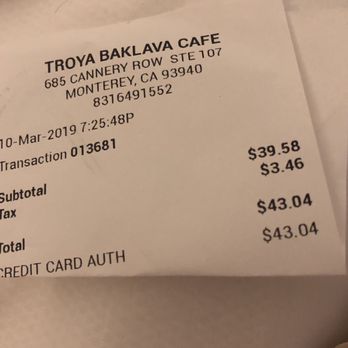 Troya - $13.99 baklava plus two 6' roll of Turkish delights. WTF. - Desserts Near Me - Monterey, California
