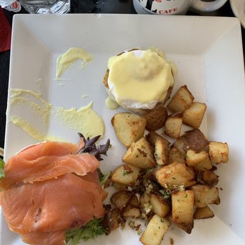 FL Cafe - 1/2 Eggs Benedict $13) and 1/2 lox bagel ($9.50). Split with another person, potatoes were really good. - New American Near Me - Miami Beach, Florida FL Cafe - 1/2 Eggs Benedict $13) and 1/2 lox bagel ($9.50). Split with another person, potatoes were really good. - New American Near Me - Miami Beach, Florida