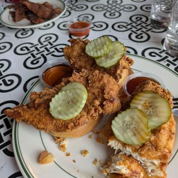 7th & Carson - Chicken in waffles, with 2 bites missing :) - New American Near Me - Las Vegas, Nevada 7th & Carson - Chicken in waffles, with 2 bites missing :) - New American Near Me - Las Vegas, Nevada