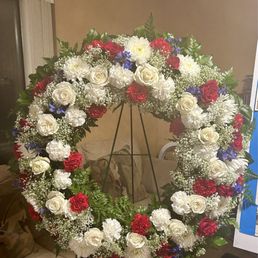 Serene Blessings Red, White and, Blue Standing Wreath Serene Blessings Red, White and, Blue Standing Wreath