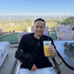 Newport Orthopedic Institute - Recovering in my backyard post-op