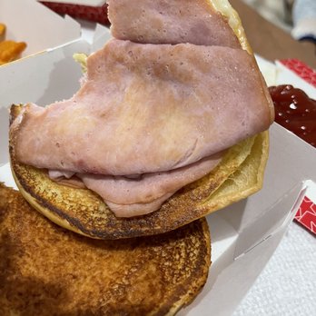 Hardee's - No way this is the right amount of meat for a Big Hot Ham 'n' Cheese. This belongs in a kids meal with a much smaller bun! - Burgers Near Me - Staunton, Illinois