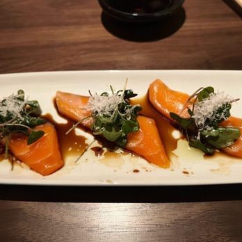 WAKUDA - 4th course - salmon sashimi. Terrible. Tasted like it was just drenched with soy sauce. - Japanese Near Me - Las Vegas, Nevada WAKUDA - 4th course - salmon sashimi. Terrible. Tasted like it was just drenched with soy sauce. - Japanese Near Me - Las Vegas, Nevada