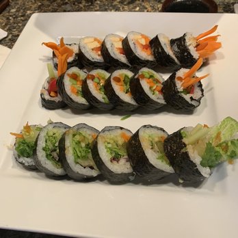 Sushi 101 Bar and Grill - Krispy green roll, garden fire roll, and fat veggie roll from bottom to top - Japanese Near Me - Tempe, Arizona Sushi 101 Bar and Grill - Krispy green roll, garden fire roll, and fat veggie roll from bottom to top - Japanese Near Me - Tempe, Arizona