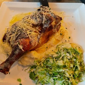 Char House on the Boulevard - Half smoked chicken with mashed potatoes and shaved Brussel sprouts - Lounges Near Me - Wheeling, West Virginia