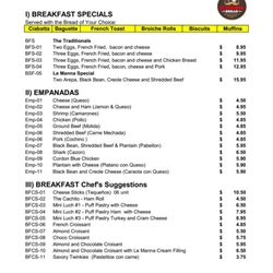 Le Manna Bread - Menu