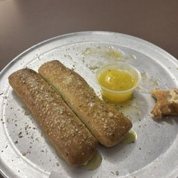 Brick Sticks with garlic butter dipping sauce.