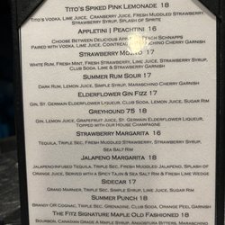 Summer cocktails menu