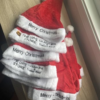 The UPS Store - Christmas hats he made and generously gave for free! - Shipping Centers Near Me - Mission Viejo, California