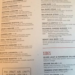 Strada - A peek at the menu.