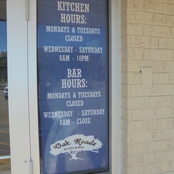 Oak Roads Grille - Hours of operation, adjacent to the front door. - American Near Me - Oak Grove, Minnesota Oak Roads Grille - Hours of operation, adjacent to the front door. - American Near Me - Oak Grove, Minnesota