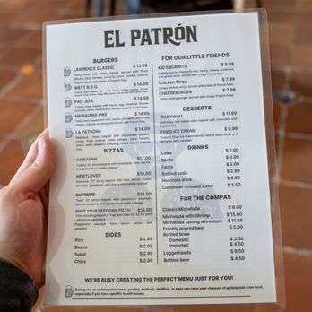 El Patron - Menu - Cocktail Bars Near Me - Indianapolis, Indiana