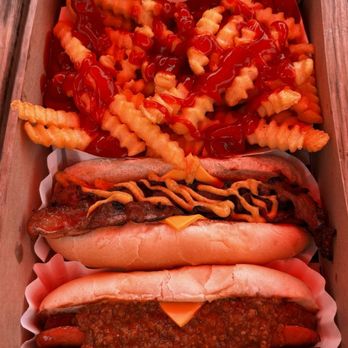 Dogtown - Chili cheese dog, dog with mustard, French fries - Hot Dogs Near Me - Milford, Connecticut