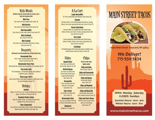 Menu photo 5 Main Street Tacos Hayward, WI