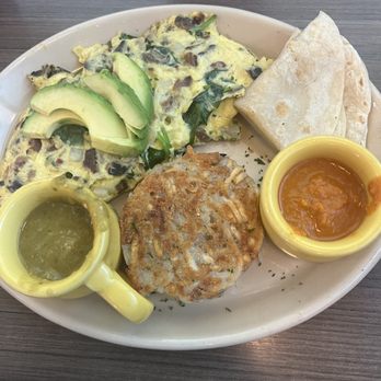 Snooze, an A.M. Eatery - Egg omelette with avocado and hash brown with corn tortillas - Breakfast & Brunch Near Me - Houston, Texas Snooze, an A.M. Eatery - Egg omelette with avocado and hash brown with corn tortillas - Breakfast & Brunch Near Me - Houston, Texas