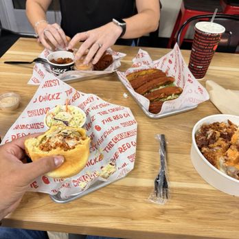 The Red Chickz - The Original Sandwich and two 2 Tenders w/ Side - Chicken Shop Near Me - Carrollton, Texas The Red Chickz - The Original Sandwich and two 2 Tenders w/ Side - Chicken Shop Near Me - Carrollton, Texas