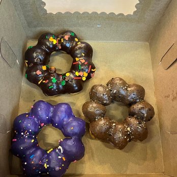 Devil & Angel Desserts - taro, cookies n creme, and chocolate mochi donuts - Bubble Tea Near Me - Meridian, Idaho