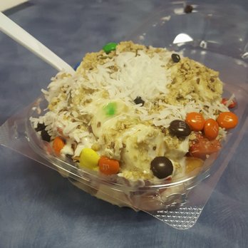 Mis Tios Ice Cream - Babindo (sp) fruit parfait dessert with bananas, strawberries, apples, cantaloupe, yogurt sauce, coconut and raisins + M&Ms - Ice Cream & Frozen Yogurt Near Me - Roswell, Georgia Mis Tios Ice Cream - Babindo (sp) fruit parfait dessert with bananas, strawberries, apples, cantaloupe, yogurt sauce, coconut and raisins + M&Ms - Ice Cream & Frozen Yogurt Near Me - Roswell, Georgia