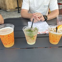 Three drinks- beer, mojito and Banned Punch Three drinks- beer, mojito and Banned Punch