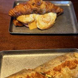 Magnolia Cafe - Breakfast burrito and Ham and Cheese croissant