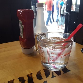 The Works - Beverages arrive in a measuring cup! - Burgers Near Me - Niagara Falls, Ontario The Works - Beverages arrive in a measuring cup! - Burgers Near Me - Niagara Falls, Ontario