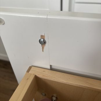 Miller Flooring Company - Cabinet damage on 90% of the cabinets from hardward installation. - Flooring Near Me - West Chester, Pennsylvania Miller Flooring Company - Cabinet damage on 90% of the cabinets from hardward installation. - Flooring Near Me - West Chester, Pennsylvania