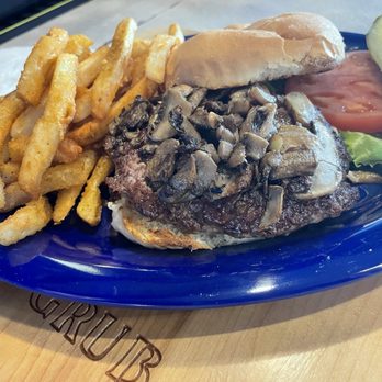 Scotty's Pub + Grub - Burger with a pile of mushrooms. - Pubs Near Me - Sturgeon Bay, Wisconsin Scotty's Pub + Grub - Burger with a pile of mushrooms. - Pubs Near Me - Sturgeon Bay, Wisconsin