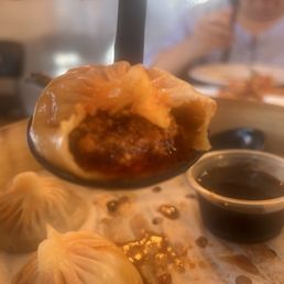 Inside the spicy pork soup dumpling Inside the spicy pork soup dumpling