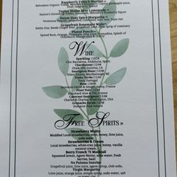 Plated Restaurant & Bar - Wine and drinks menu, including mocktails.