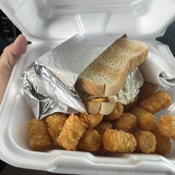 Holly's Drive Inn Restaurant - Sausage and egg sandwich. It was as good as it looks. - Burgers Near Me - Post, Texas Holly's Drive Inn Restaurant - Sausage and egg sandwich. It was as good as it looks. - Burgers Near Me - Post, Texas