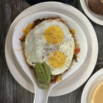 Mimi's Star Café - Text Max skillet with eggs over easy. I added the salt and pepper. - Breakfast & Brunch Near Me - Dallas, Texas