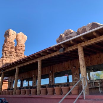 Twin Rocks Cafe - Twin Rocks behind the cafe - Cafes Near Me - Bluff, Utah Twin Rocks Cafe - Twin Rocks behind the cafe - Cafes Near Me - Bluff, Utah