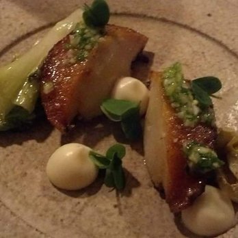 Commis - Abalone with chicory leaves, ham fat, celeriac, and young garlic. - New American Near Me - Oakland, California Commis - Abalone with chicory leaves, ham fat, celeriac, and young garlic. - New American Near Me - Oakland, California