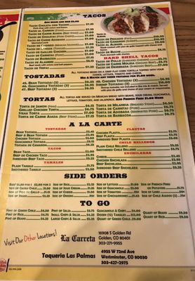 Menu photo 5 Chakas Mexican Restaurant Denver, CO