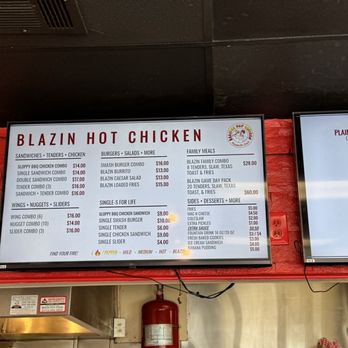 Blazing Hot Chicken - Menu - Chicken Shop Near Me - Los Angeles, California