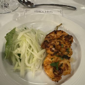 Chez Bacchus - Grilled Shrimp with Papaya Salad - New American Near Me - Long Beach, California Chez Bacchus - Grilled Shrimp with Papaya Salad - New American Near Me - Long Beach, California