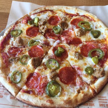 Blaze Pizza - Build your own 3 topping pepperoni, sausage and jalapeño - Salad Near Me - Boston, Massachusetts Blaze Pizza - Build your own 3 topping pepperoni, sausage and jalapeño - Salad Near Me - Boston, Massachusetts