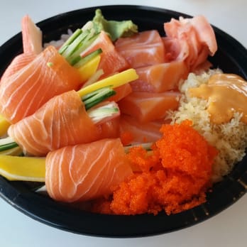 B Cafe - Salmon over rice ($13). - Sushi Bars Near Me - Quincy, Massachusetts B Cafe - Salmon over rice ($13). - Sushi Bars Near Me - Quincy, Massachusetts